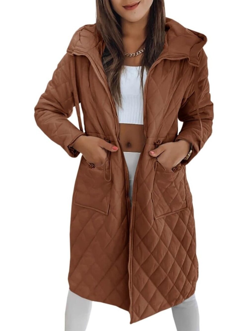 Lightweight Hooded Long Quilted Puffer Jacket for Women - Stylish Outerwear